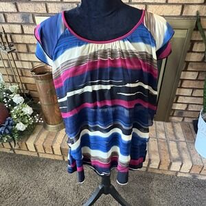 Roz & Ali Multicolored Women's Top Size 1X